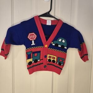Colorful Kids' Cardigan with Vehicle Design